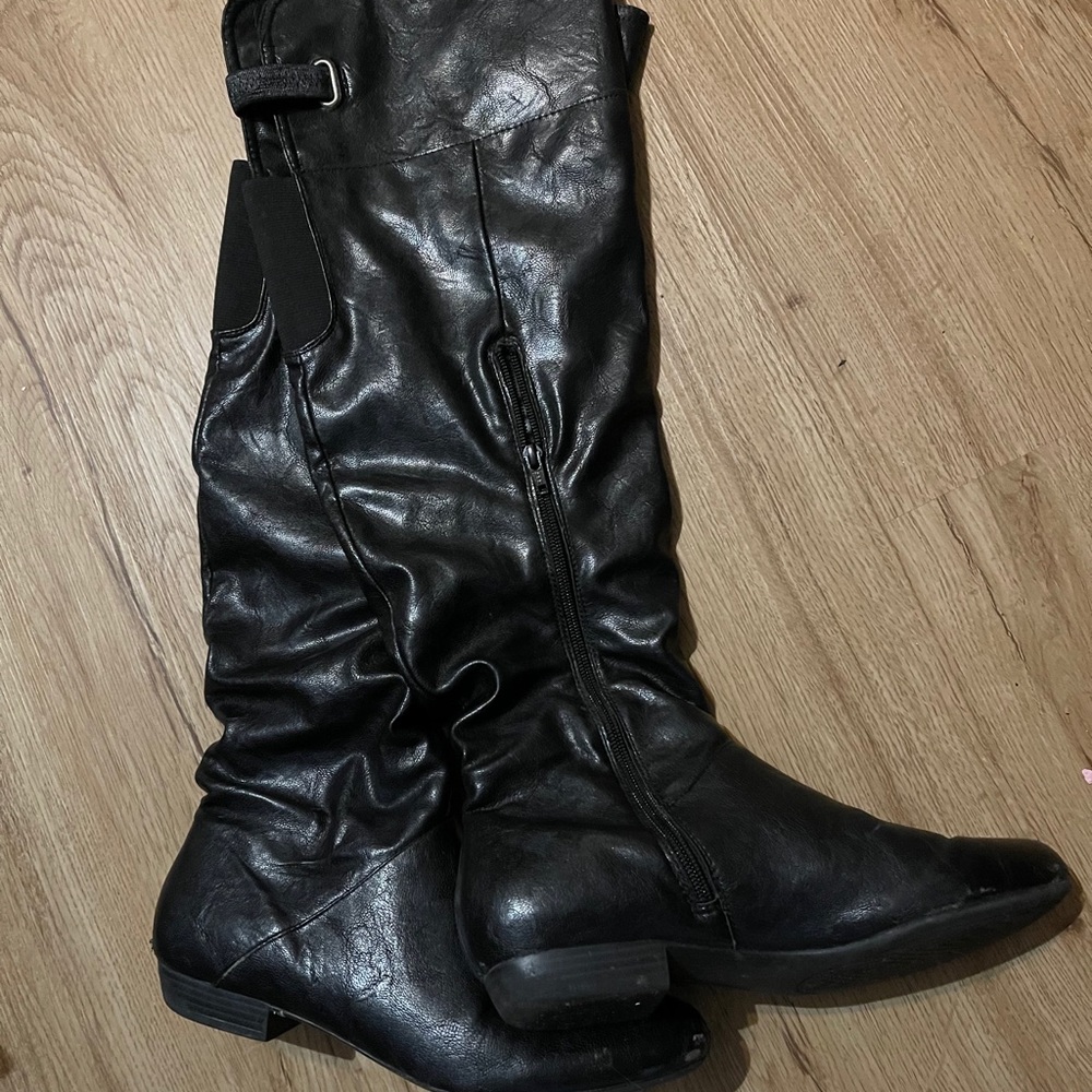 High Black leather boots